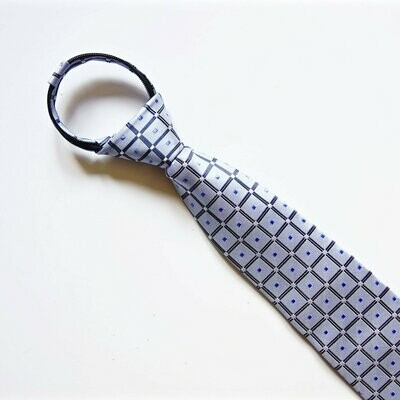 Child's Blue Patterned Woven Zipper Tie 032
