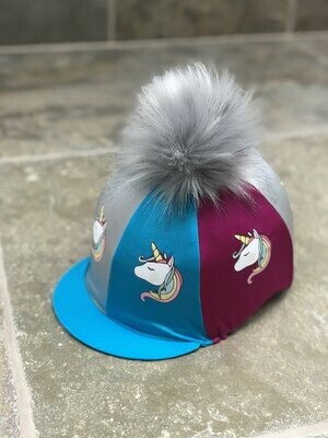 Pompops - Unicorn Range - Turquoise, Sugar Pink and Silver Lycra hat silk