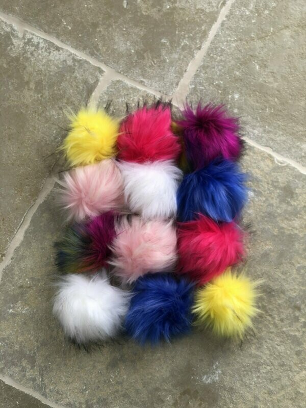 Faux Fur Hat Silk Pompoms