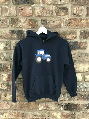Pompops Navy Hoodie with Blue Tractor