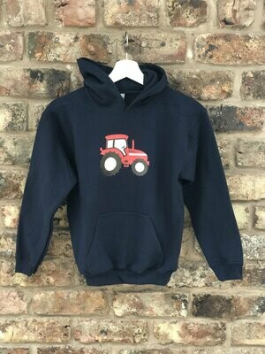 Pompops Navy Hoodie with Red Tractor