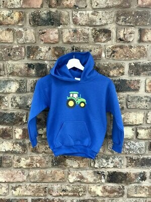 Pompops Royal Blue Hoodie with Green Tractor