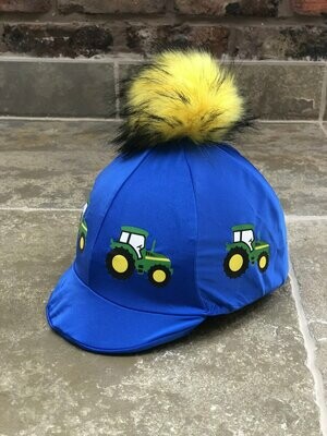 Pompops Green Tractor (SOFT PEAK) Royal Blue Hat Silk