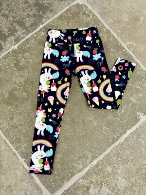 Navy Funky Active Leggings with Unicorns and Rainbows