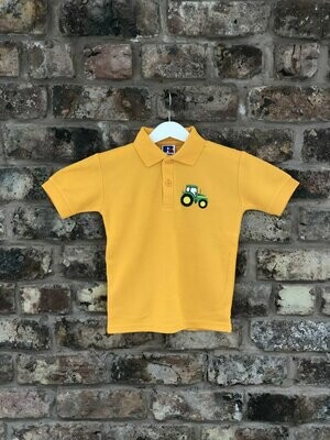Pompops Yellow Polo Shirt with Green Tractor