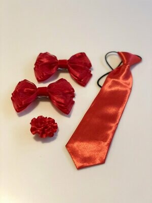 Red Show Bows, Button Hole and Tie