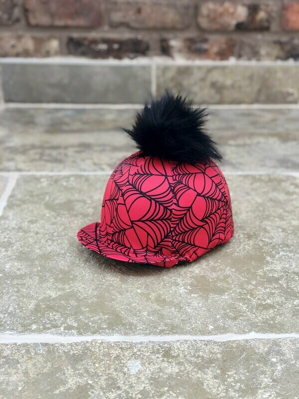 Pompops Spider Web Lycra Hat Silk With Faux Fur Pompom