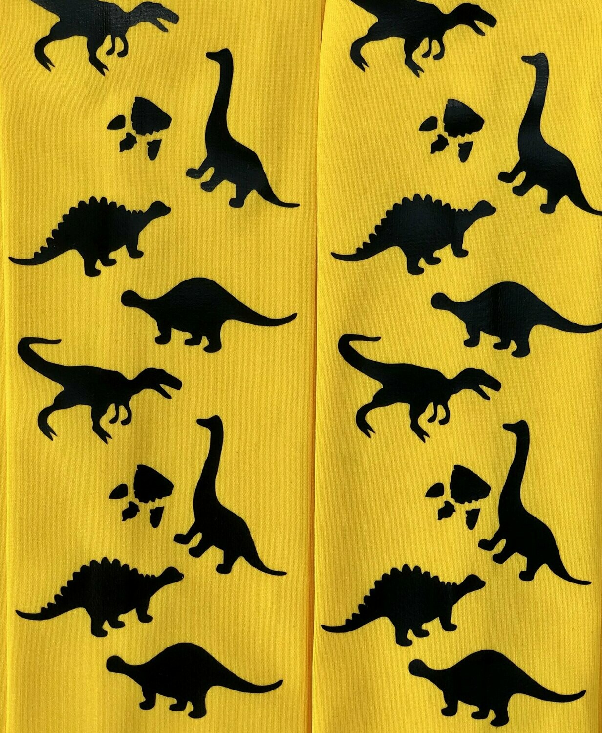 Pompops Children's Set Yellow with Black Dinosaur Base Layer & Matching Hat silk
