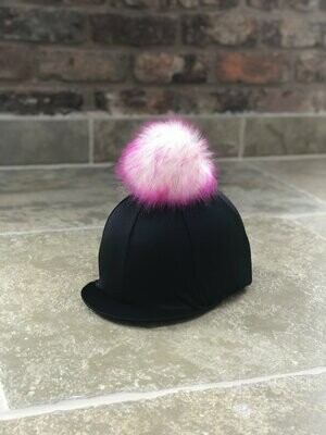 ​Pompops Black Hat Silk With single Faux Fur Pompom-