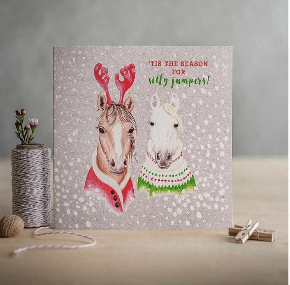 Deckled Edge Christmas Card - Silly Jumpers
