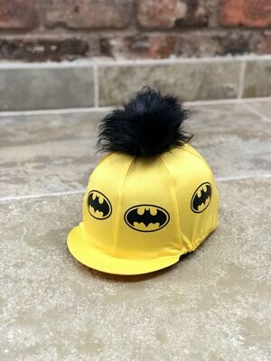Pompops Bat Hat Silk in Yellow With Removeable Faux Fur Pompom