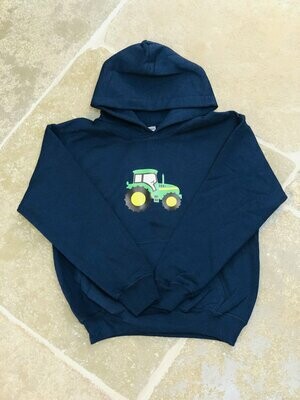 Pompops Navy Blue Hoodie with Green Tractor