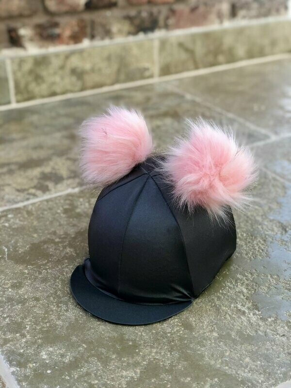 ​Pompops Grey Hat Silk With Double Faux Fur Pompom