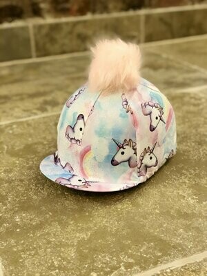 Fantasia Lycra Hat with fixed faux fur pompom