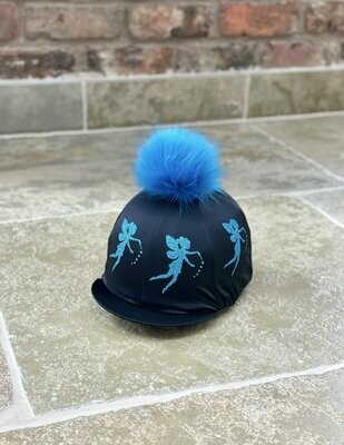 Pompops Electric Blue Fairy Hat Silk with Faux Fur Pompom (Assorted colours)