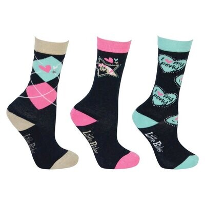 I Love My Pony Collection Socks by Little Rider (Pack of 3) Size 8-12