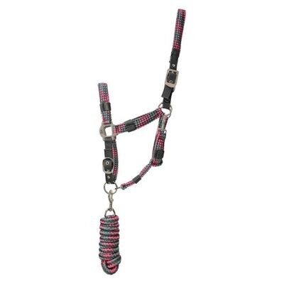 Hy Equestrian Multicolour Adjustable Head Collar with Rope