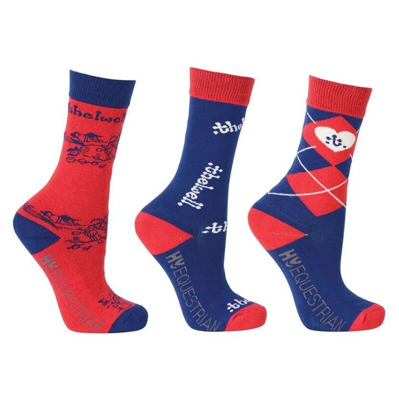Hy Equestrian Thelwell Collection Socks (Pack of 3) (Child's 8-12)