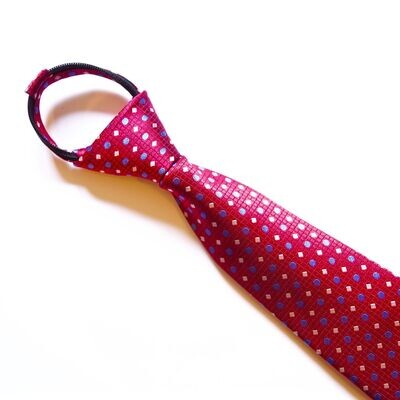 Childs Red, White and Blue Patterned Woven Zipper Tie 029