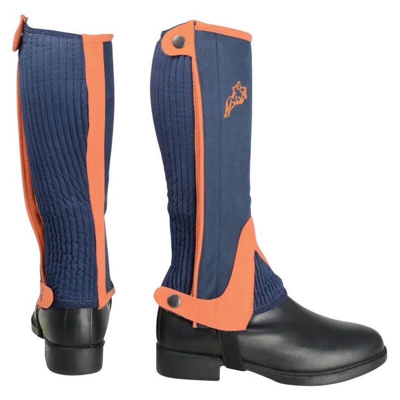 Hy Equestrian Children's Two Tone Amara Half Chaps- Navy/Orange