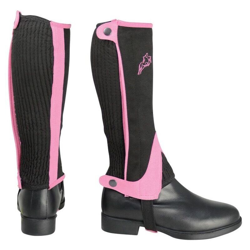 Hy Equestrian Children's Two Tone Amara Half Chaps- Black/Pink