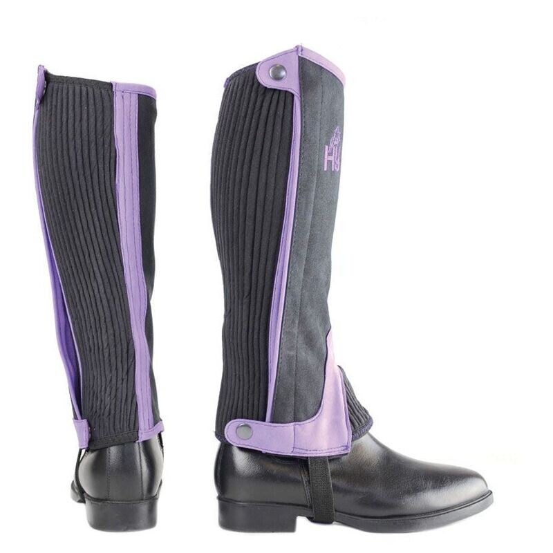 Hy Equestrian Children's Two Tone Amara Half Chaps- Black/Purple