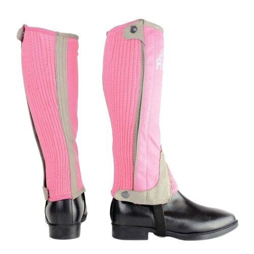 Hy Equestrian Children's Two Tone Amara Half Chaps- Grey/Pink