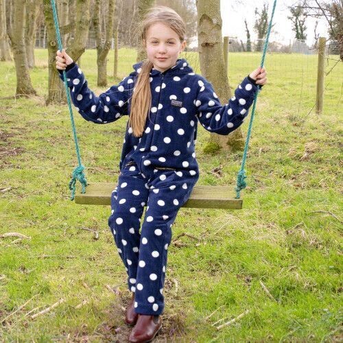 Supreme Products Child's Dotty Fleece Onesie - Noble Navy