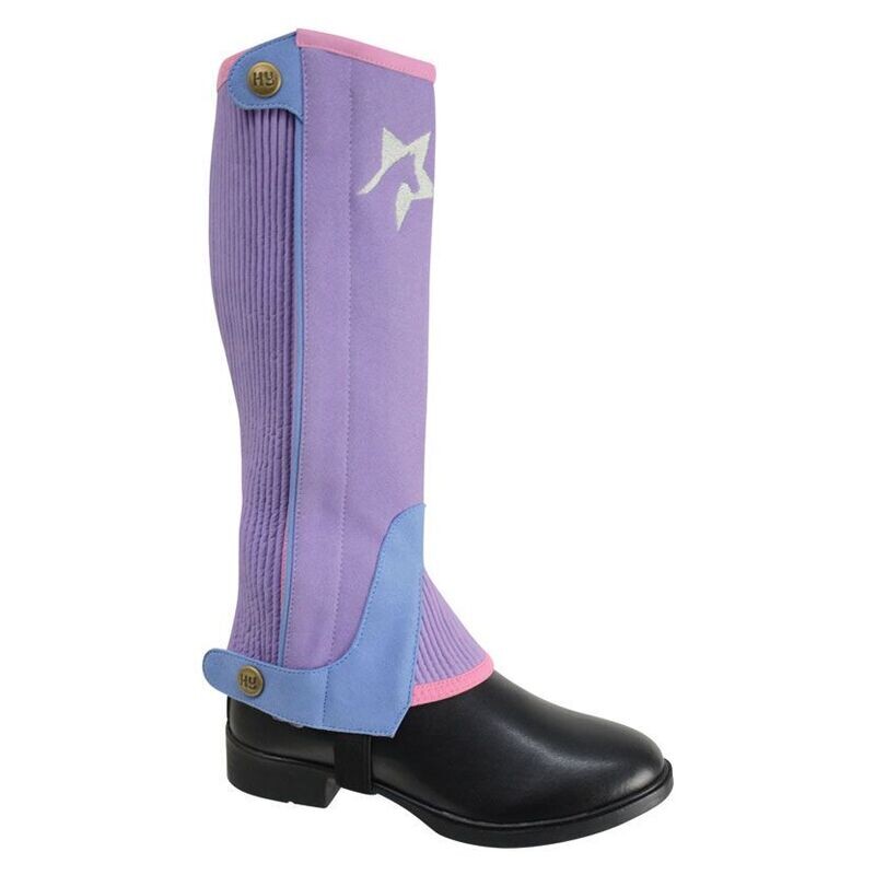 Hy Equestrian Zeddy Three Tone Amara Chaps -  Floral Lavender/Petrol Blue/Pink Powder Blush