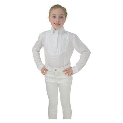 Hy Equestrian Children's Dedham Long Sleeved Tie Shirt - WHITE