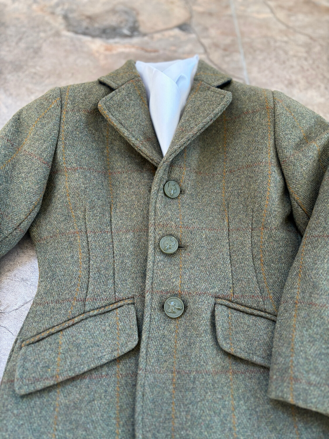 Veste De Spectacle Enfant Equetech – Tweed Vert – Taille 24 – Occasion