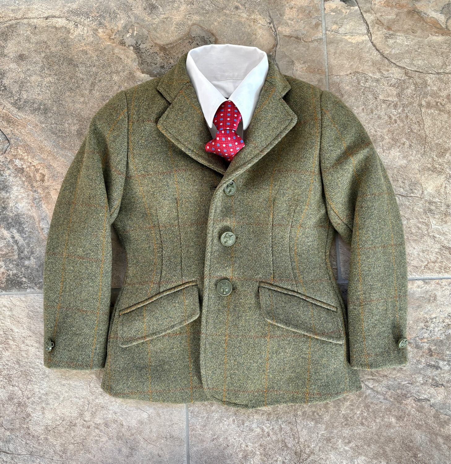 KIDS Equetech Green herringbone Tweed Hunting Jacket