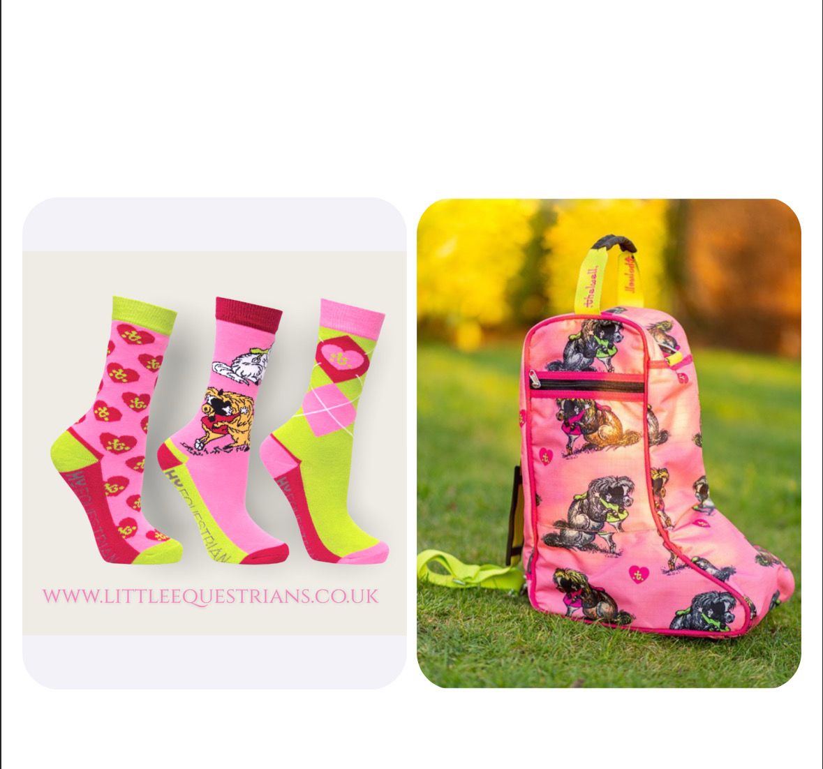 Hy Equestrian Thelwell Collection Hugs SET - Jodhpur Boot Bag & Socks
