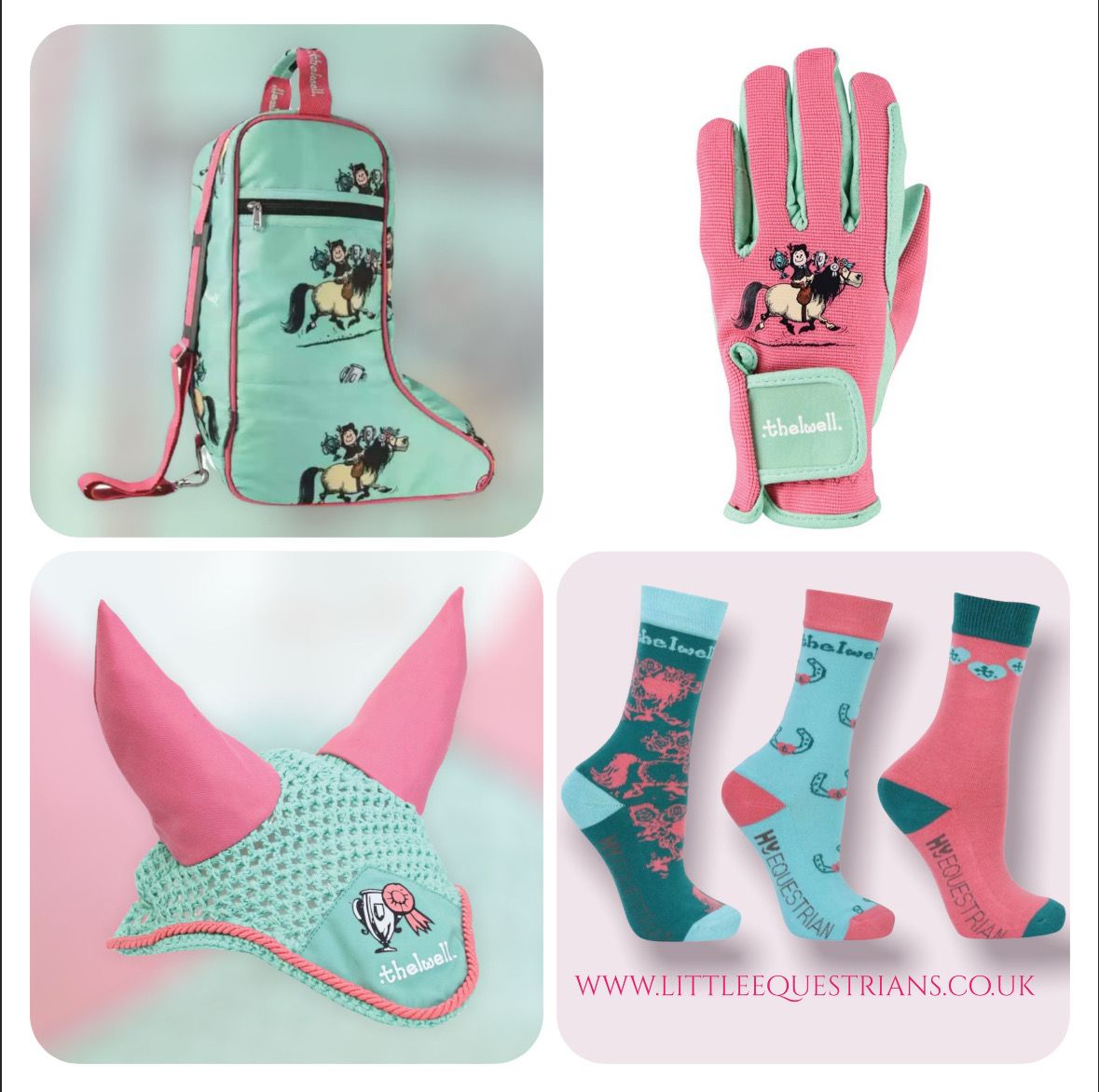 Hy Equestrian Thelwell Trophy SET- Boot bag, Gloves, Fly Veil & Socks