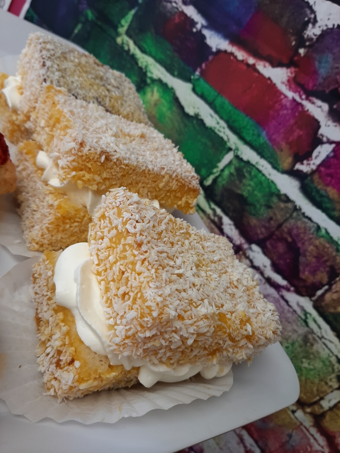 Mango lime coconut lamington Mango lime coconut lamington