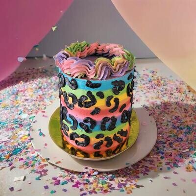 Rainbow Leopard print cake