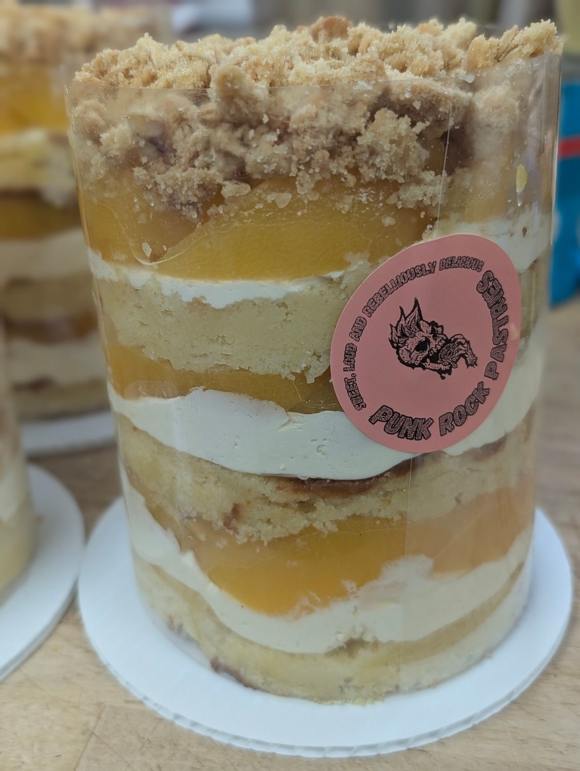 Passionfruit Peach Crumble Cake