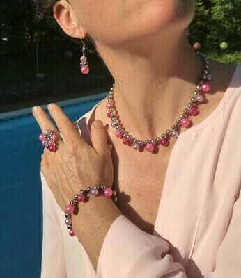 Ensemble 4 Bijoux Romane Rose
