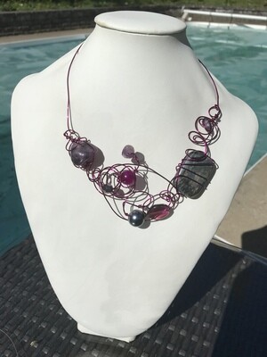 ENSEMBLE 3 BIJOUX FANTAISIE MAUVE