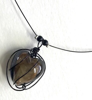 COLLIER COEUR DE MURANO SMOKEY
