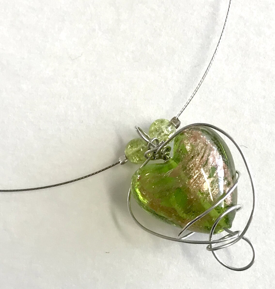 COLLIER COEUR DE MURANO VERT