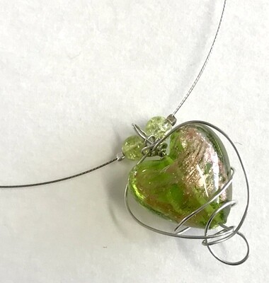 COLLIER COEUR DE MURANO VERT