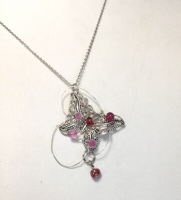 COLLIER PAPILLON D’ARGENT ROSE