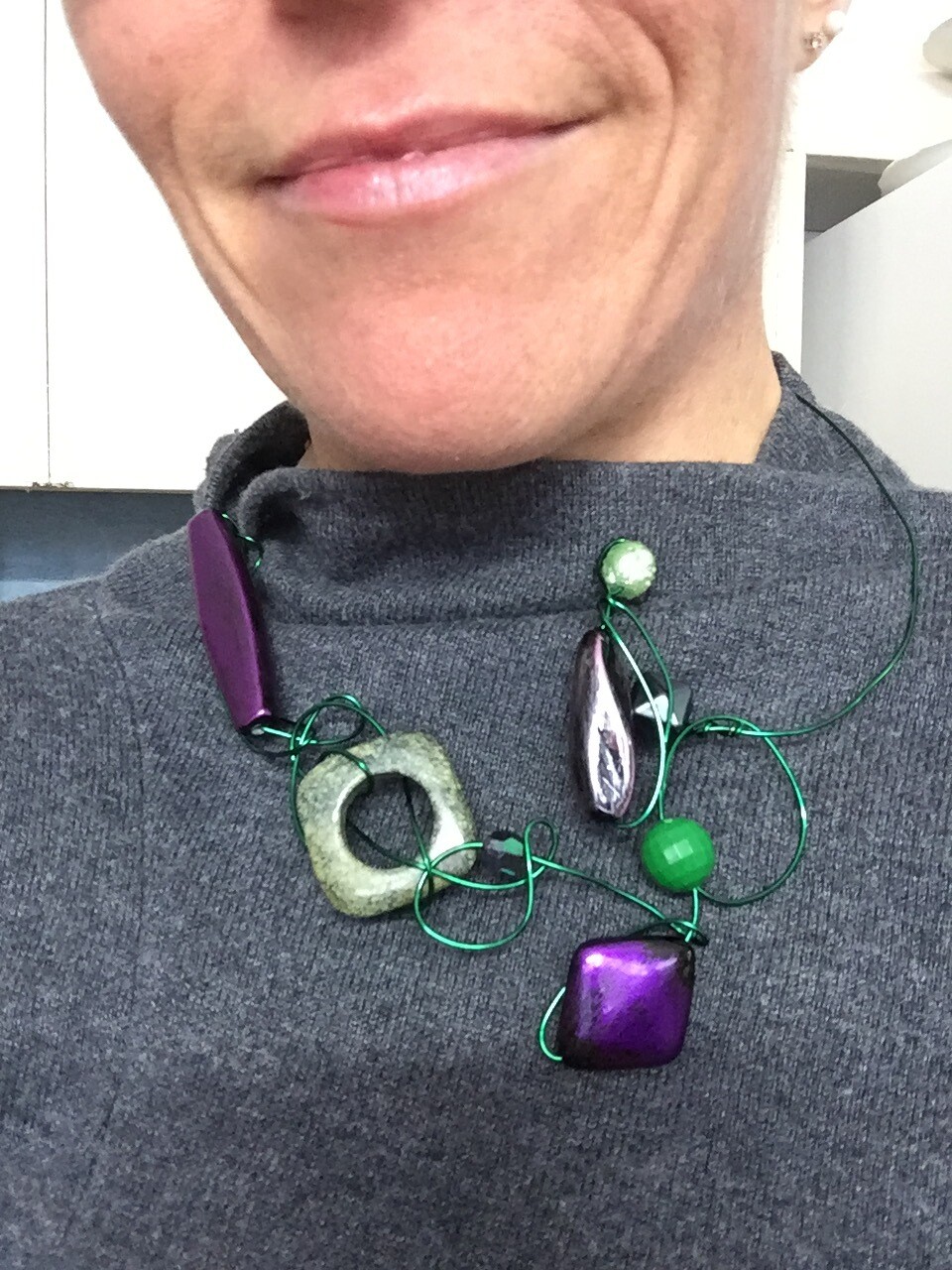 COLLIER SÉQUENCE MIX MAUVE ET VERT