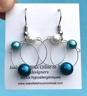 BOUCLES D’OREILLES ANNEAUX MIX TURQUOISE