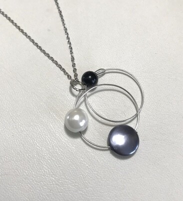 COLLIER PORTE-BONHEUR  MIX GRIS BLANC NOIR
