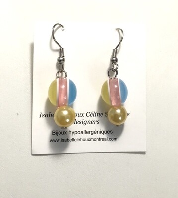 BOUCLES D’OREILLES BOULES FANTAISIE JAUNE