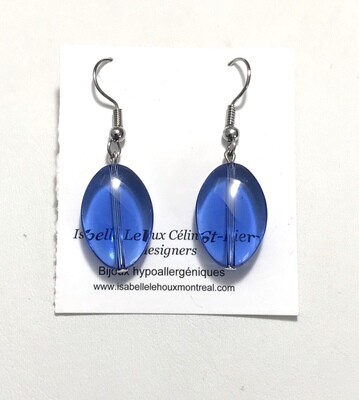 BOUCLES D’OREILLES DE VERRE BLEU
