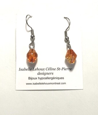 BOUCLES D’OREILLES VERRE ORANGÉE