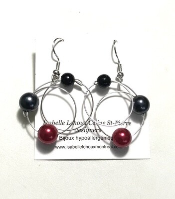 BOUCLES D’OREILLES C CHIC ROUGE ET NOIR